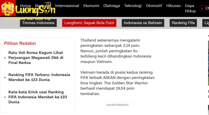 CNN Indonesia bình luận về việc ĐT Việt Nam tăng 5 bậc trên BXH FIFA (Ảnh: CNN).